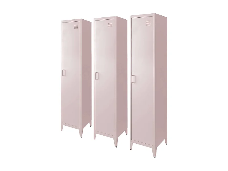 Armoire chambre enfant en acier rose. 4 espaces de rangement. casier. L 38 x P 38 x H 180 cm