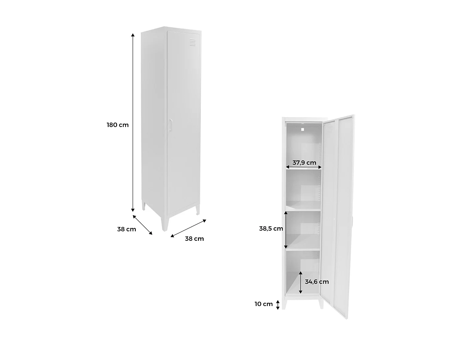Armoire chambre enfant en acier rose. 4 espaces de rangement. casier. L 38 x P 38 x H 180 cm