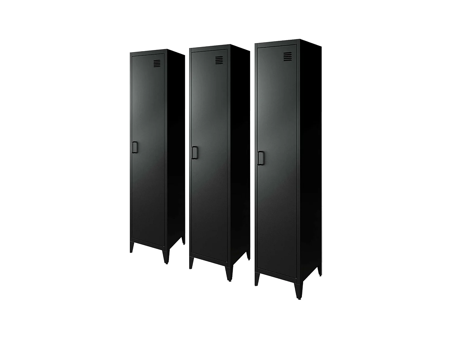 Armoire chambre en acier noir. 4 espaces de rangement. casier. L 180 x l 38 x H 38cm