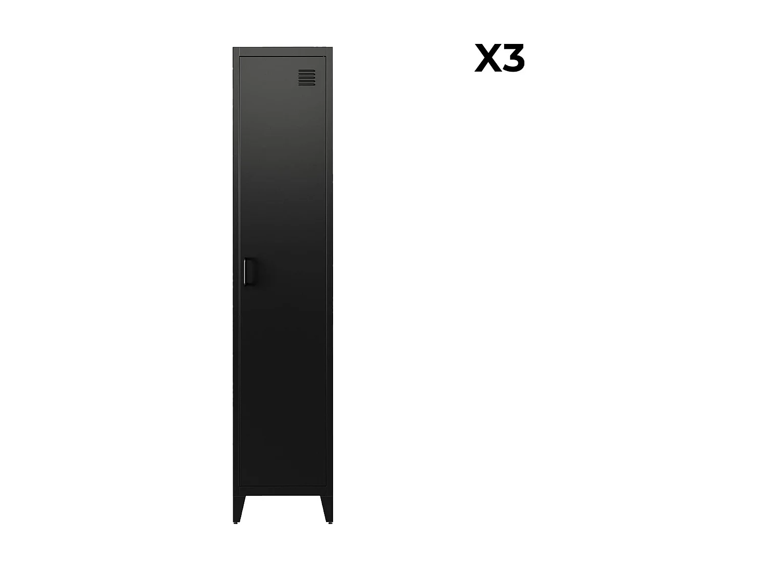 Armario dormitorio industrial con 4 almacenamientos, set de 3 negro