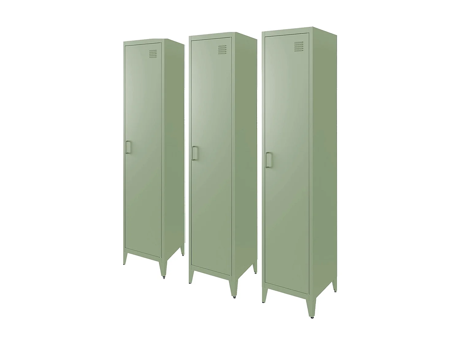 Armoire chambre enfant en acier vert clair. 4 espaces de rangement. casier. L 38 x P 38 x H 180 cm