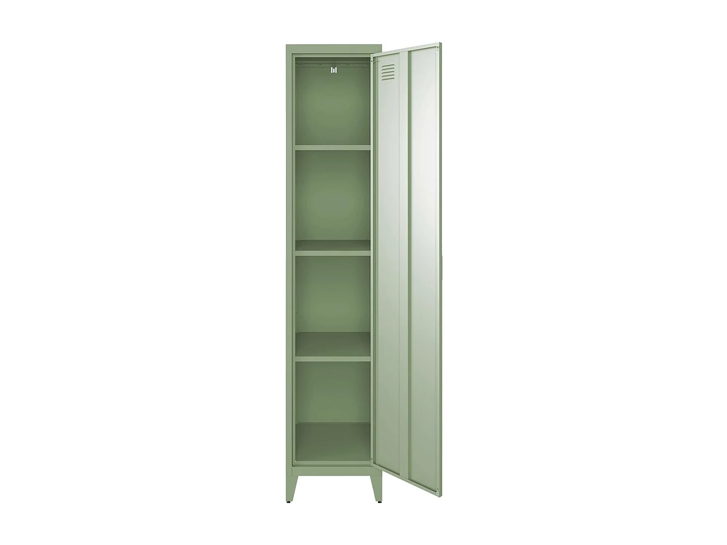 Armoire chambre enfant en acier vert clair. 4 espaces de rangement. casier. L 38 x P 38 x H 180 cm