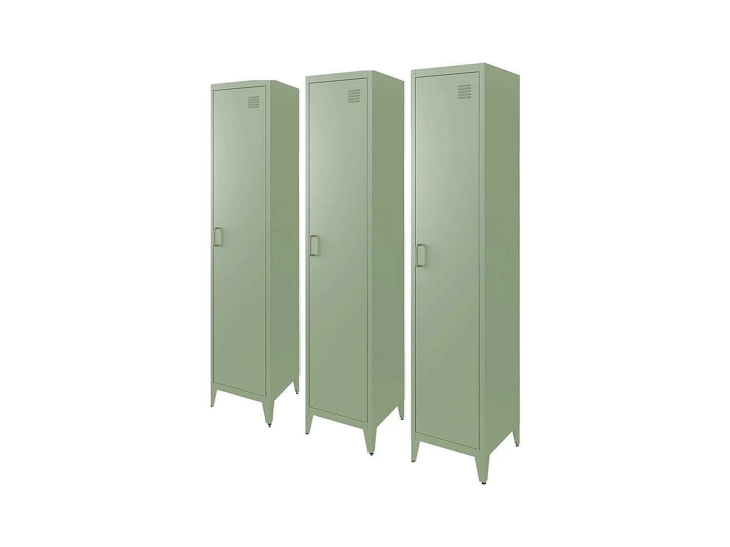 Armoire chambre en acier vert clair. 4 espaces de rangement. casier. L 38 x P 38 x H 180 cm