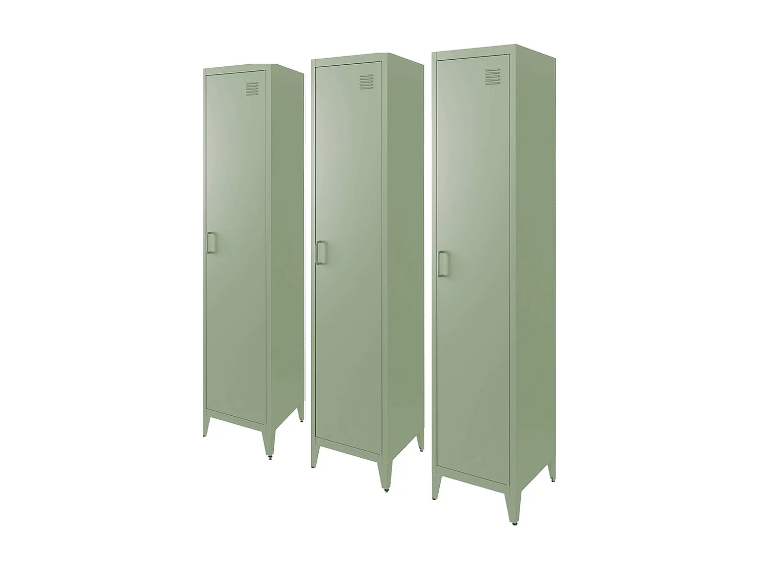 Armoire chambre enfant en acier vert clair. 4 espaces de rangement. casier. L 38 x P 38 x H 180 cm