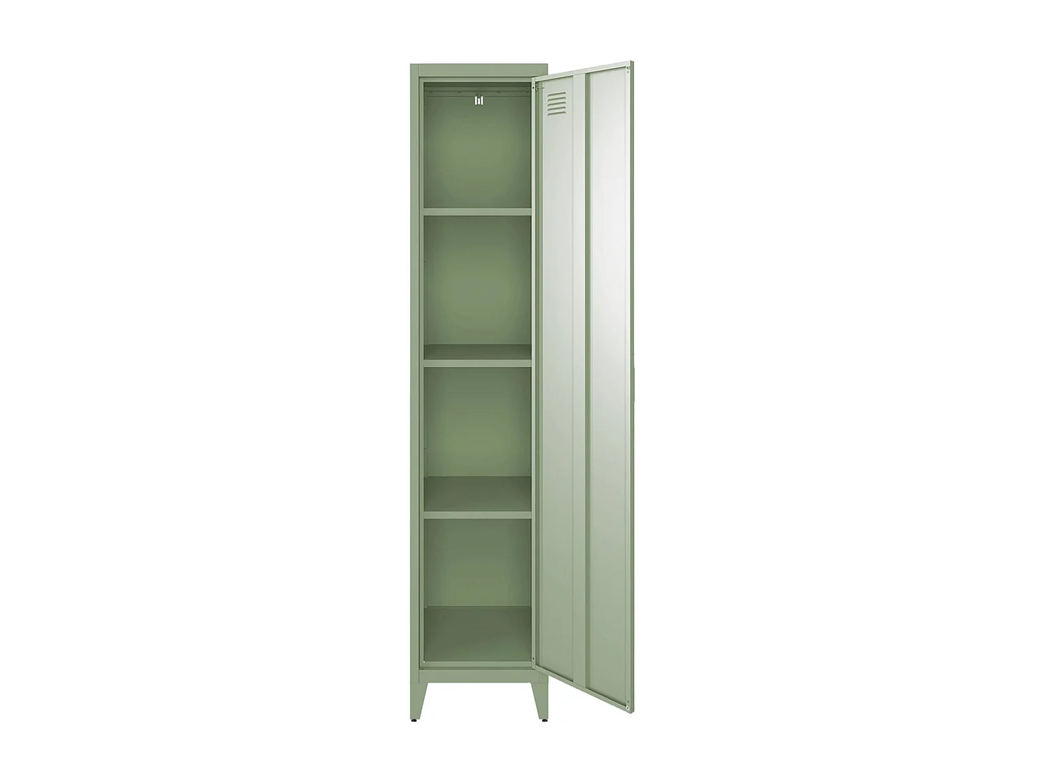 Armoire chambre enfant en acier vert clair. 4 espaces de rangement. casier. L 38 x P 38 x H 180 cm