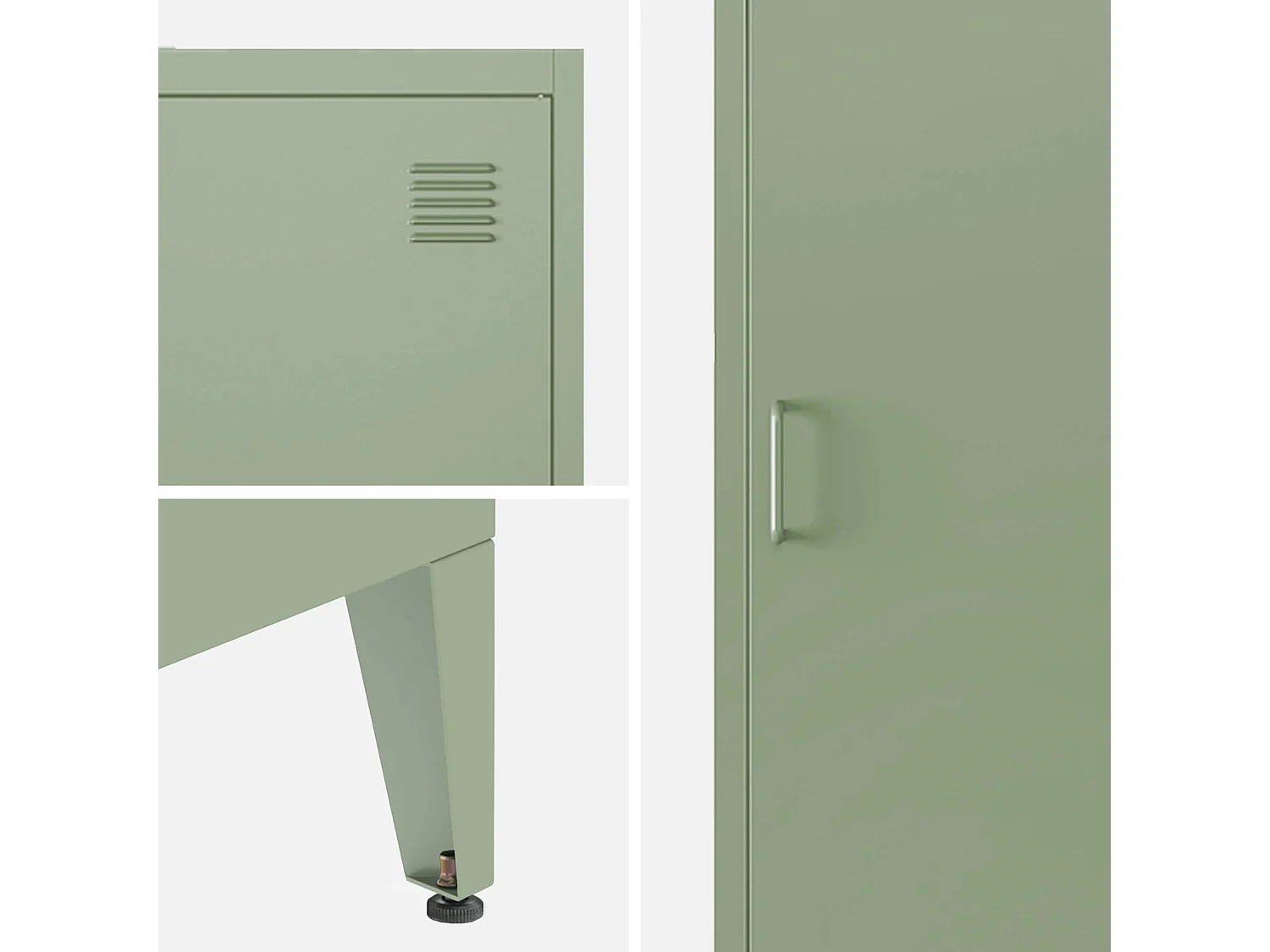 Armoire chambre enfant en acier vert clair. 4 espaces de rangement. casier. L 38 x P 38 x H 180 cm