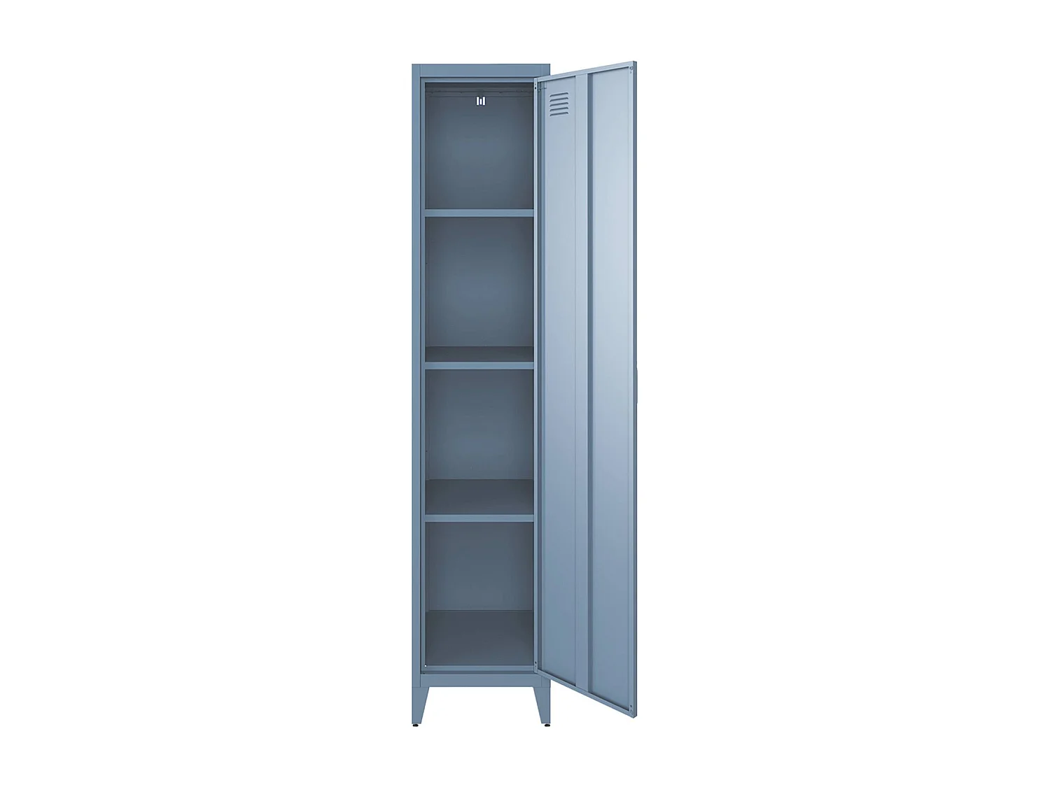 Armoire chambre enfant en acier bleu pétrole. 4 espaces de rangement. casier. L 38 x P 38 x H 180 cm