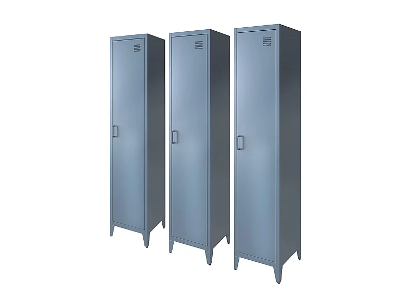 Armoire chambre enfant en acier bleu pétrole. 4 espaces de rangement. casier. L 38 x P 38 x H 180 cm