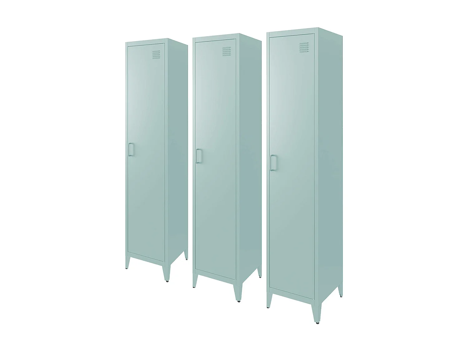 Armoire chambre enfant en acier bleu clair. 4 espaces de rangement. casier. L 38 x P 38 x H 180 cm