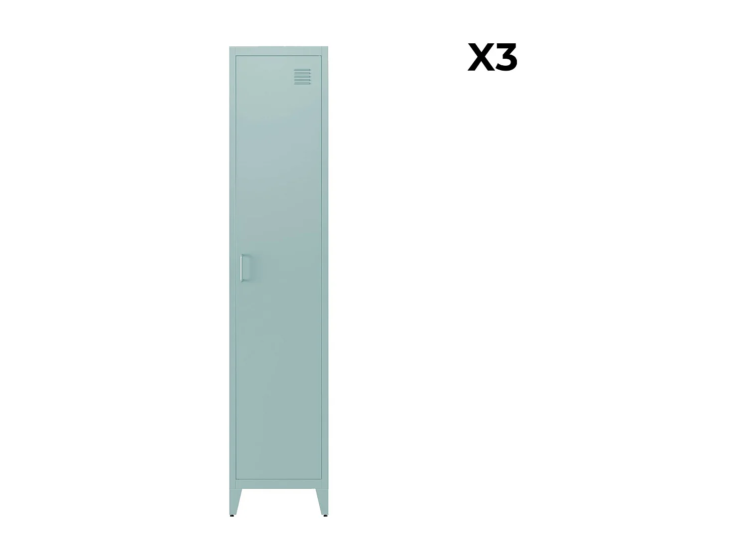 Armoire chambre enfant en acier bleu clair. 4 espaces de rangement. casier. L 38 x P 38 x H 180 cm