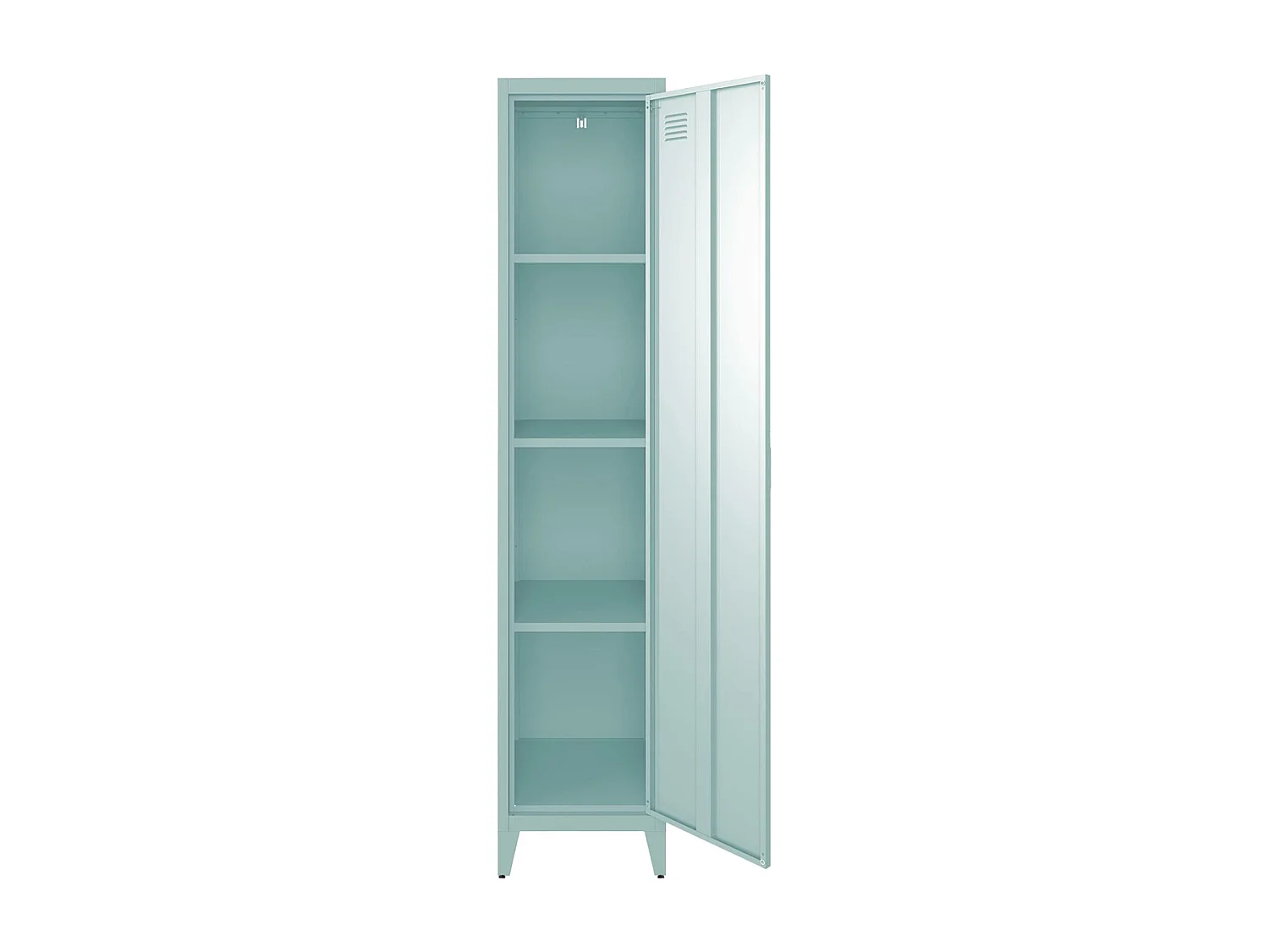 Armoire chambre enfant en acier bleu clair. 4 espaces de rangement. casier. L 38 x P 38 x H 180 cm