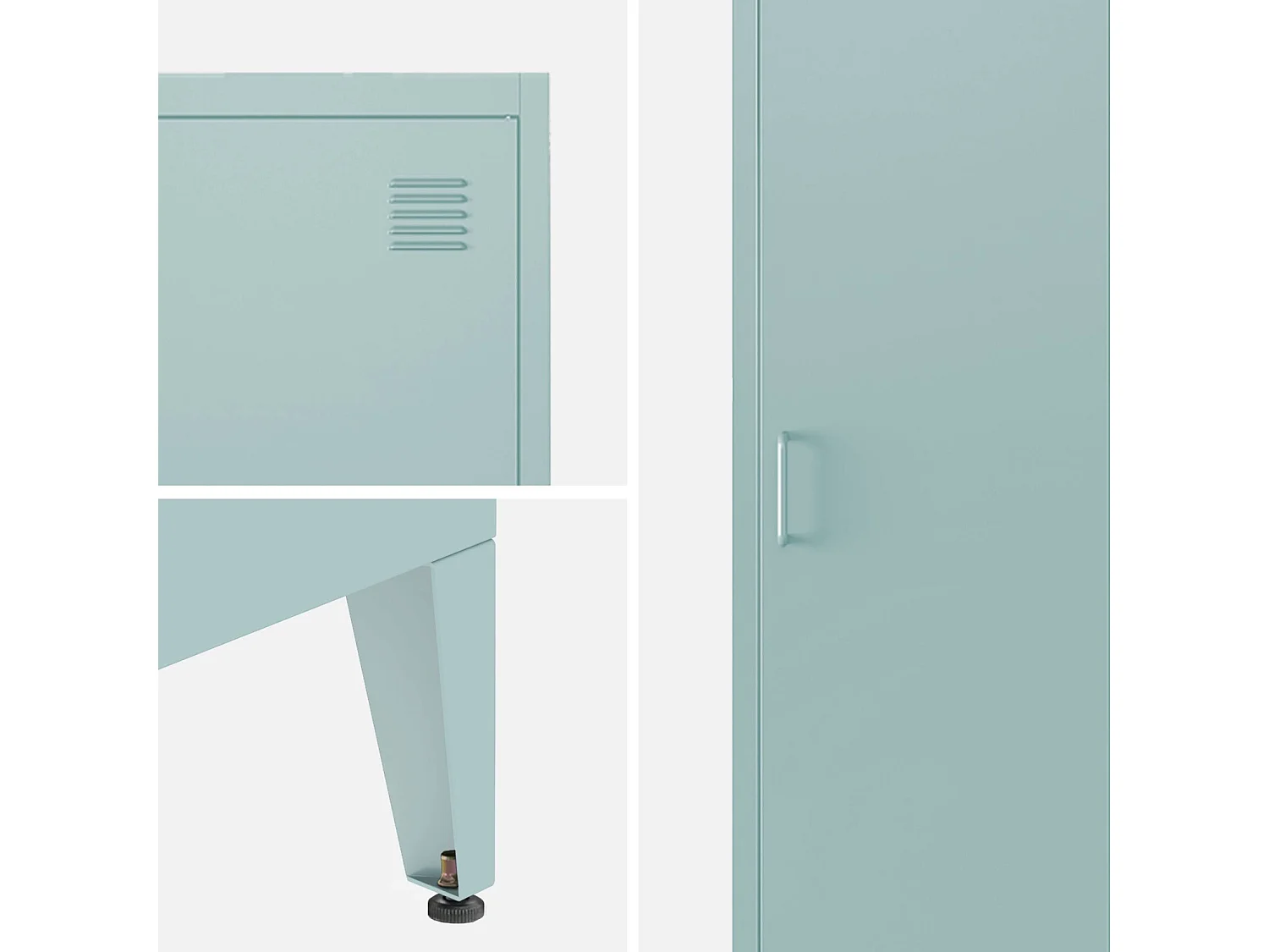 Armoire chambre enfant en acier bleu clair. 4 espaces de rangement. casier. L 38 x P 38 x H 180 cm