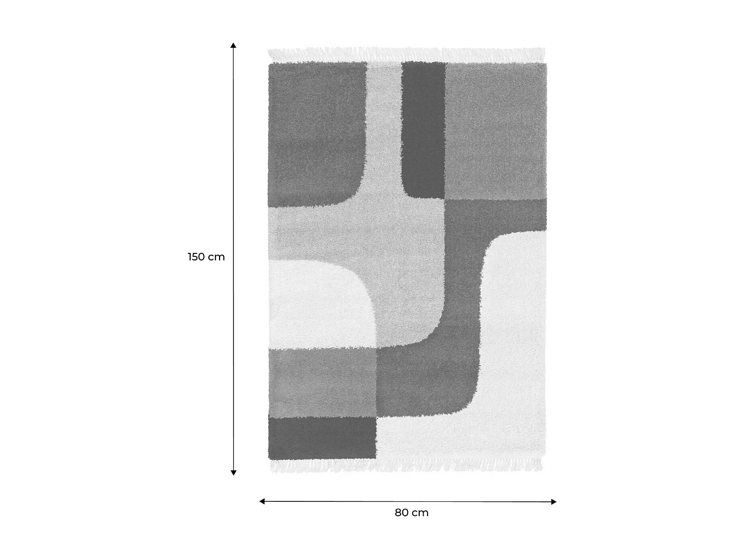 Tapis intérieur shaggy. motifs géométriques. crème. 80 x 150 cm