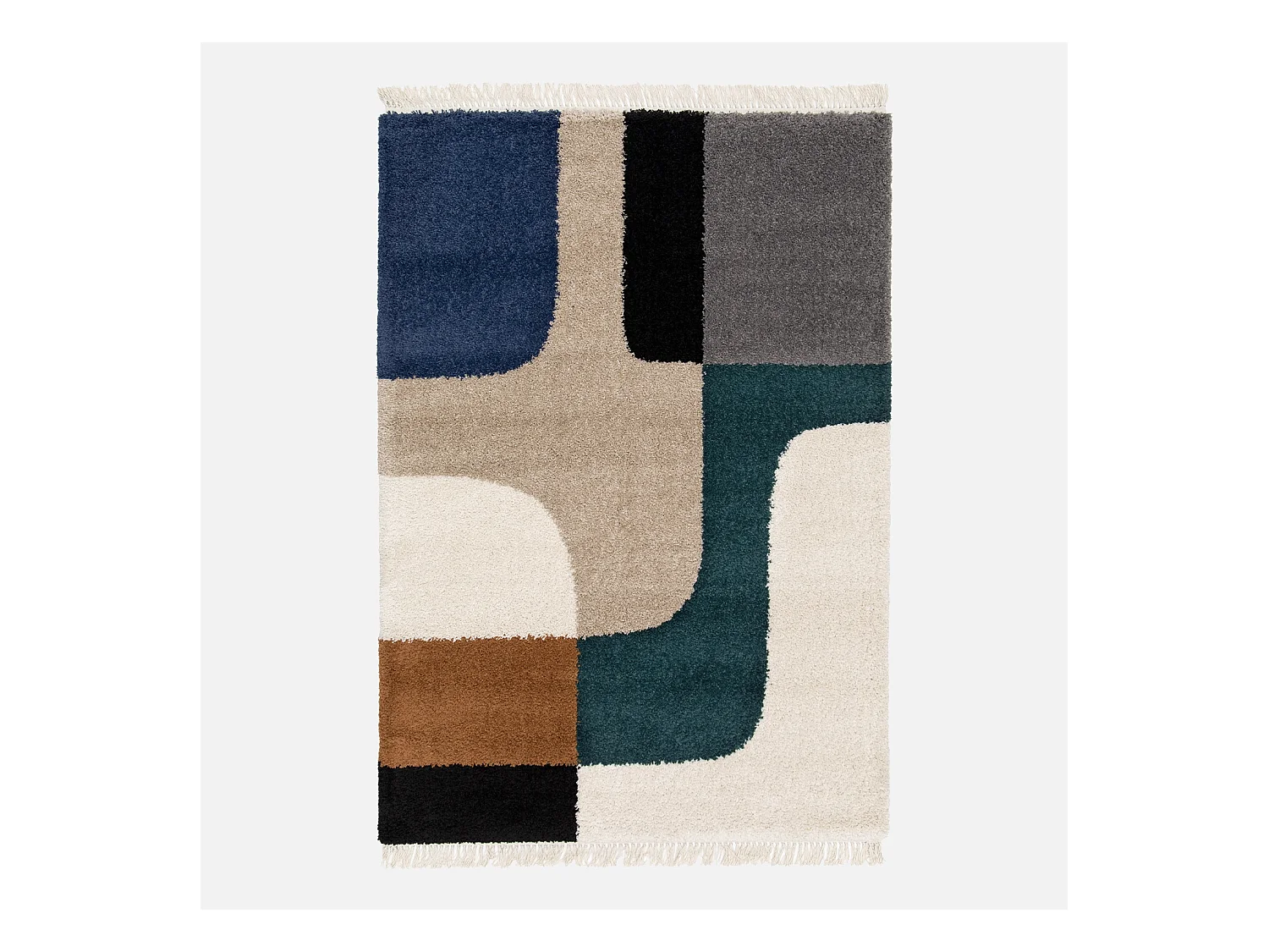 Tapis intérieur shaggy. motifs géométriques. crème. 80 x 150 cm