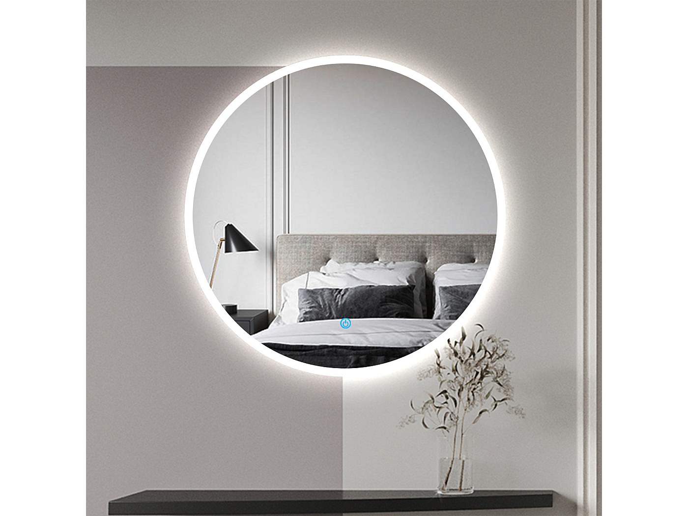 ANYHI Specchio rotondo senza cornice, 45,7 cm, per bagno, ingresso, soggiorno