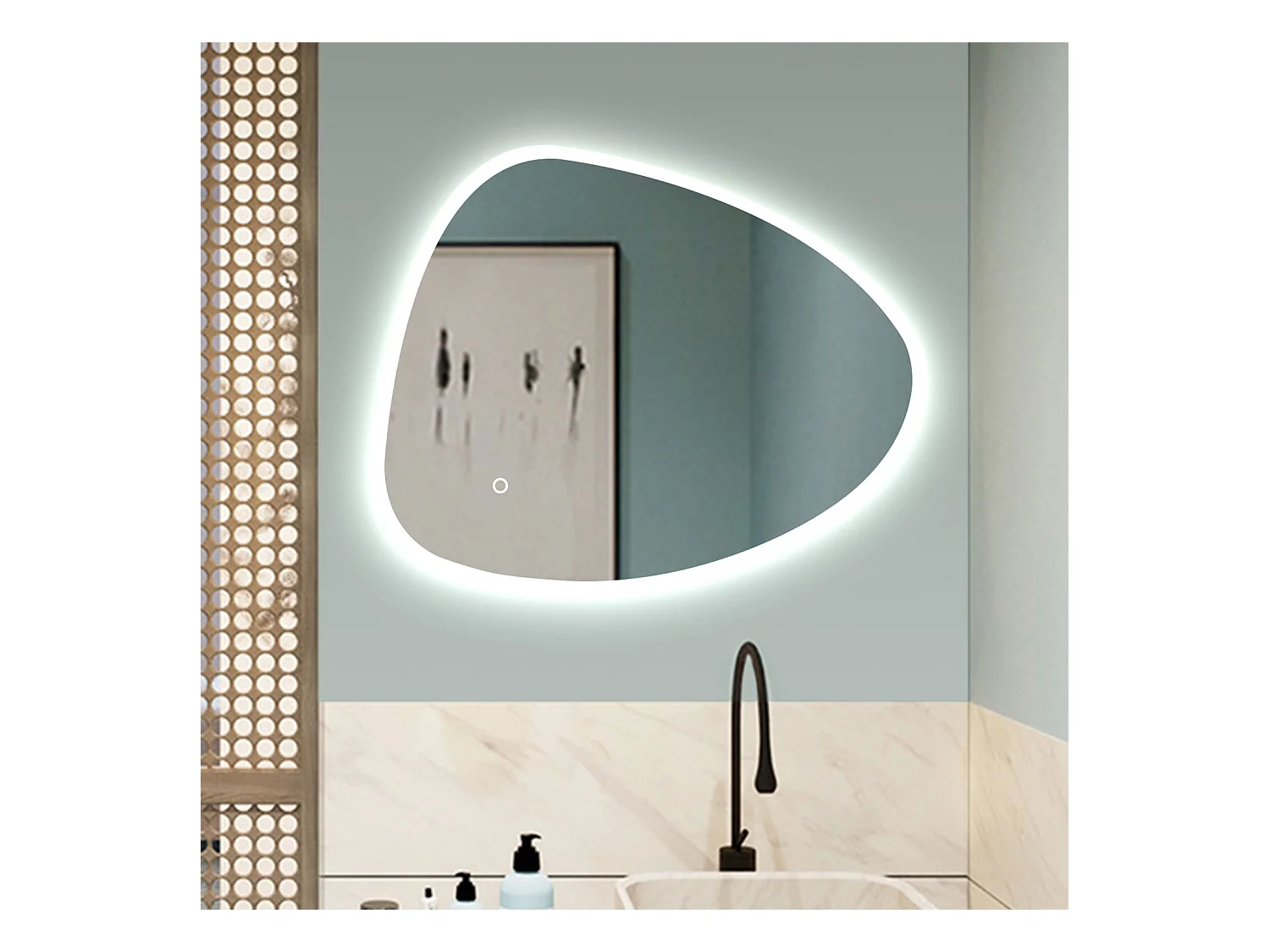 AICA Specchio da bagno Strange Shape con LED, 120 x 80 cm, con antiappannamento + 3 temperature di colore + memoria di interruzione di corrente