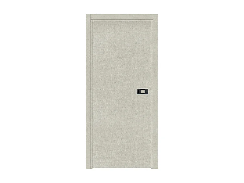 Bloc-porte pose fin de chantier collection Premium Miro avec poignée Exclusive noire, H.204 x l.93 cm, aspect textile opale, réversible