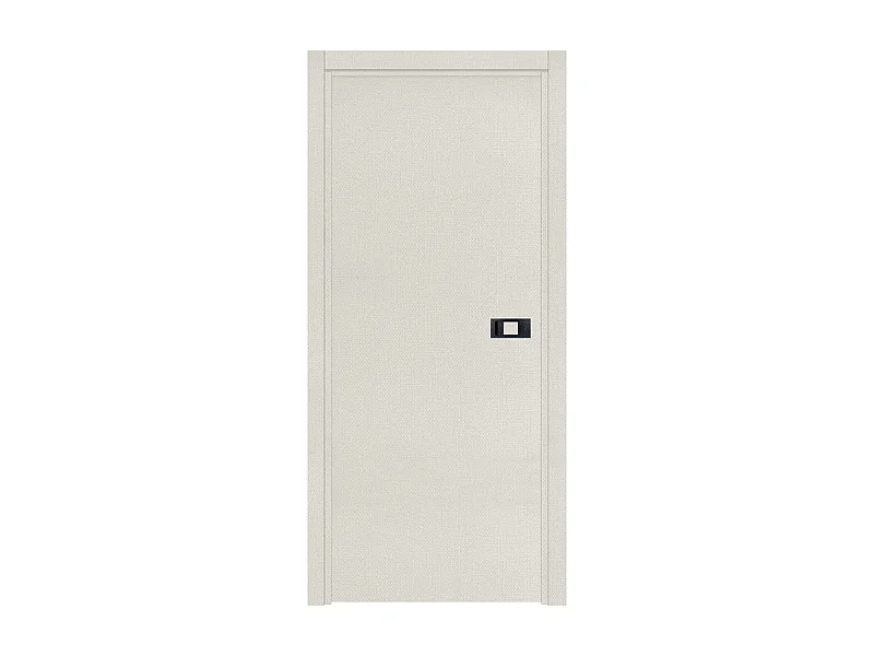 Bloc-porte pose fin de chantier collection Premium Miro avec poignée Exclusive noire, H.204 x l.93 cm, aspect textile perle, réversible