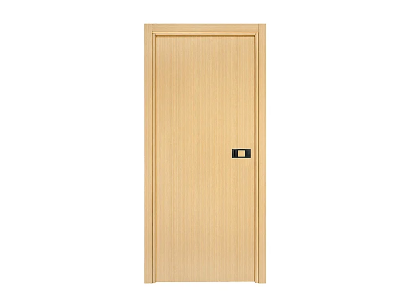 Bloc-porte pose fin de chantier collection Premium Miro avec poignée Exclusive noire, H.204 x l.63 cm, aspect chêne clair, réversible