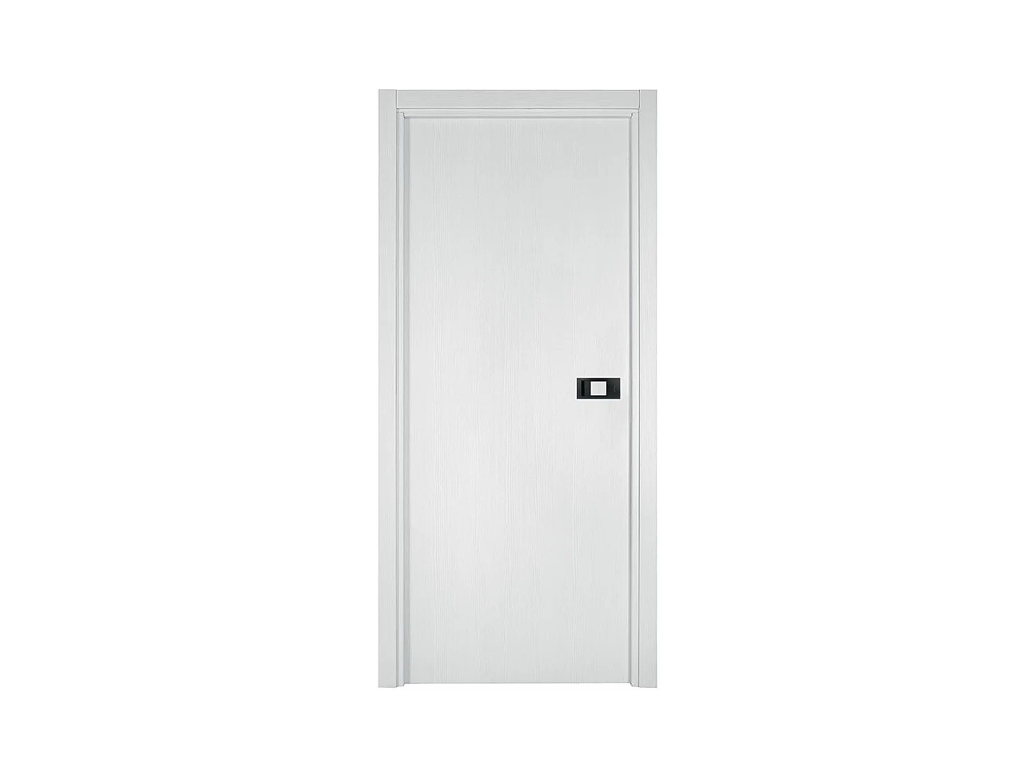 Bloc-porte pose fin de chantier collection Premium Miro avec poignée Exclusive noire, H.204 x l.73 cm, aspect chêne blanc, réversible