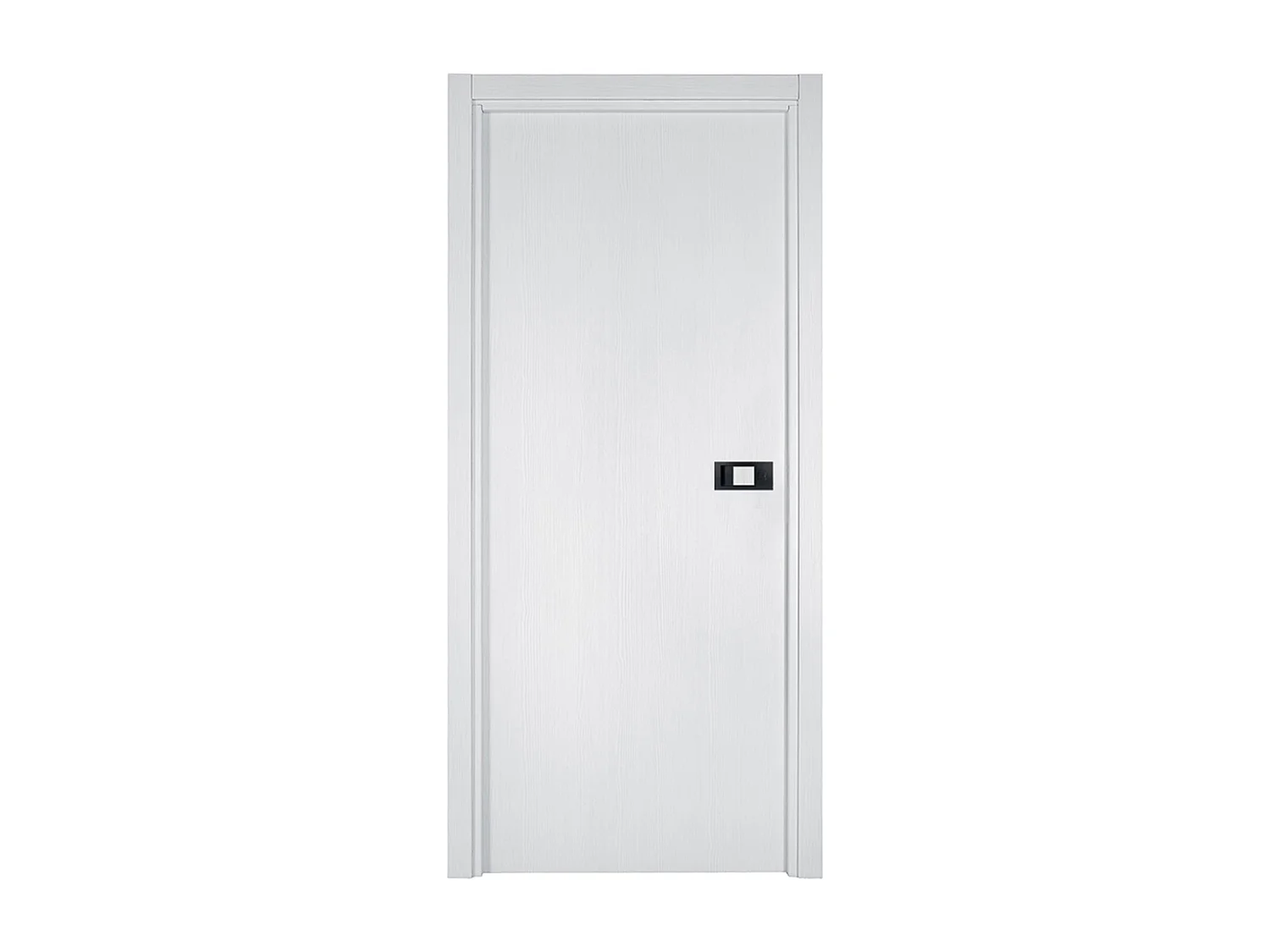 Bloc-porte pose fin de chantier collection Premium Miro avec poignée Exclusive noire, H.204 x l.73 cm, aspect chêne blanc, réversible