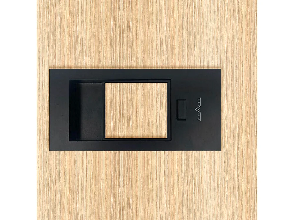 Bloc-porte pose fin de chantier collection Premium Miro avec poignée Exclusive noire, H.204 x l.83 cm, aspect chêne clair, réversible