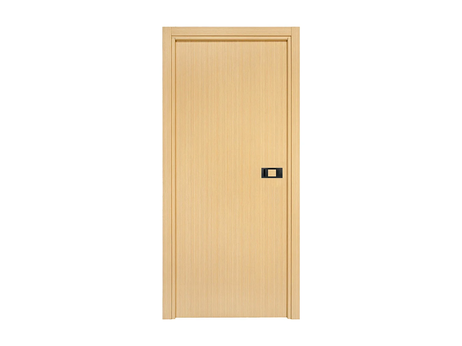 Bloc-porte pose fin de chantier collection Premium Miro avec poignée Exclusive noire, H.204 x l.93 cm, aspect chêne clair, réversible