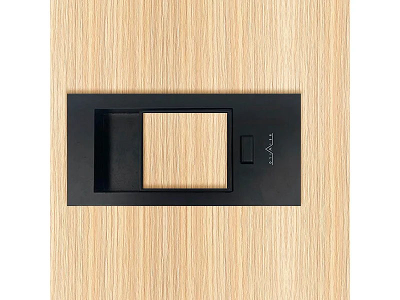 Bloc-porte pose fin de chantier collection Premium Miro avec poignée Exclusive noire, H.204 x l.93 cm, aspect chêne clair, réversible
