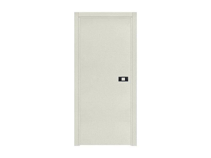 Bloc-porte pose fin de chantier collection Premium Miro avec poignée Exclusive noire, H.204 x l.83 cm, aspect textile perle, réversible