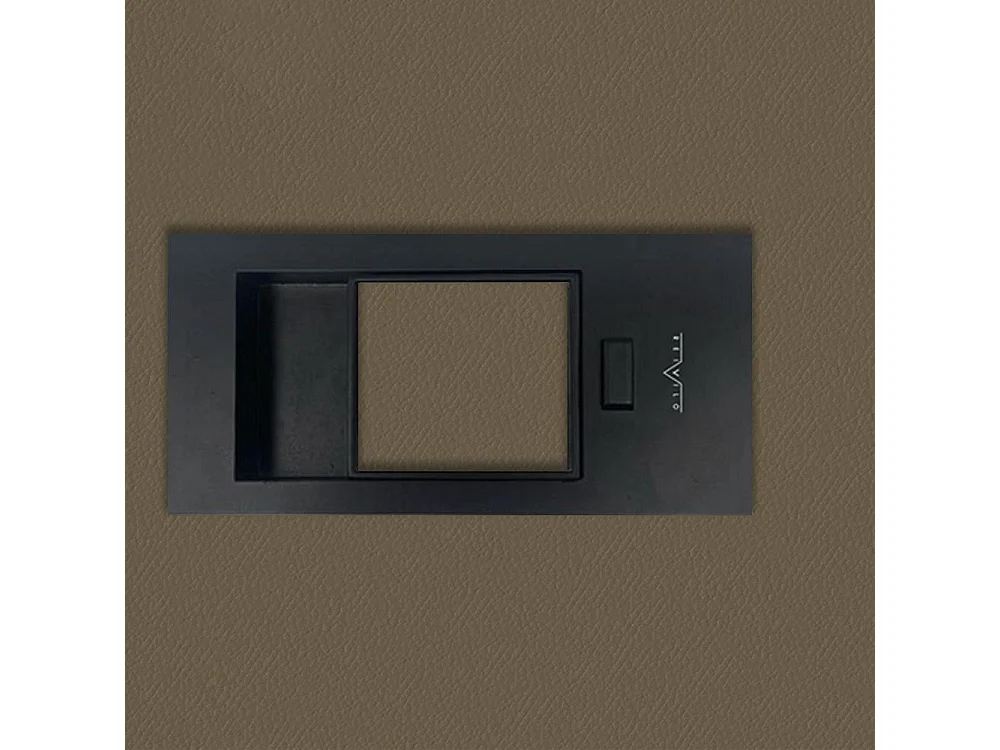 Bloc-porte pose fin de chantier collection Premium Miro avec poignée Exclusive noire, H.204 x l.83 cm, aspect cuir lichen, réversible