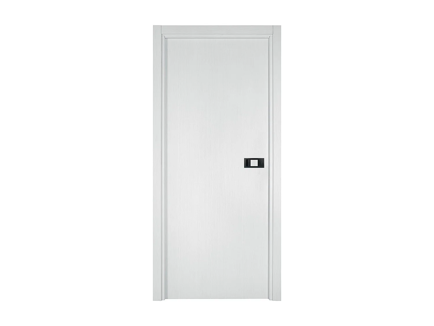 Bloc-porte pose fin de chantier collection Premium Miro avec poignée Exclusive noire, H.204 x l.83 cm, aspect chêne blanc, réversible