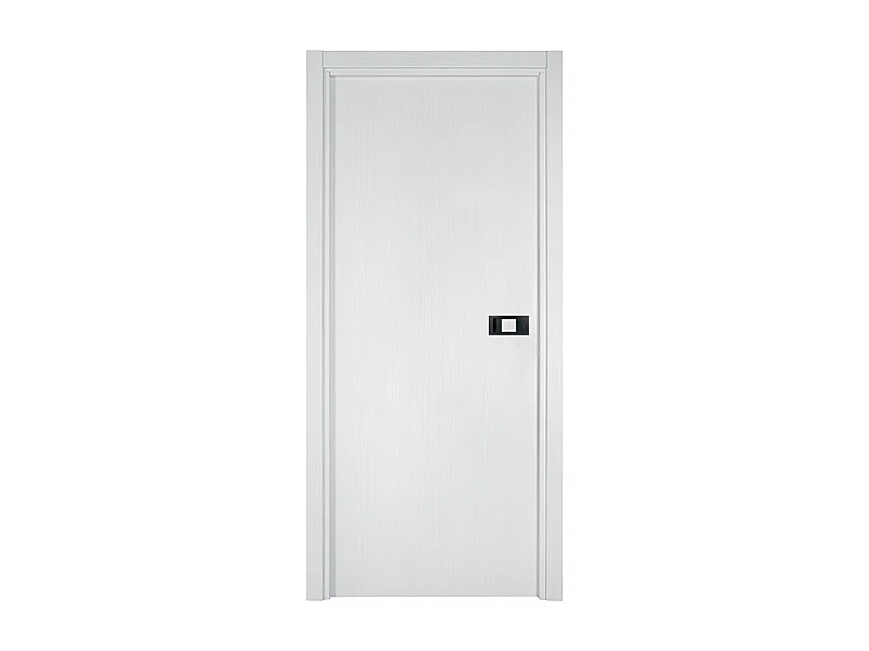 Bloc-porte pose fin de chantier collection Premium Miro avec poignée Exclusive noire, H.204 x l.83 cm, aspect chêne blanc, réversible