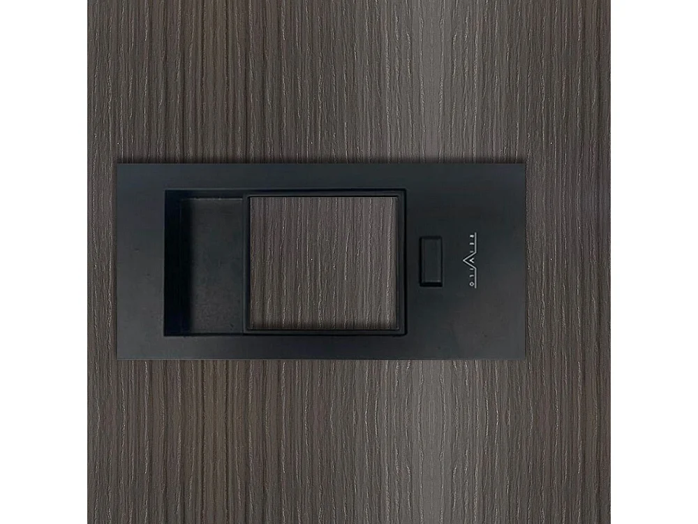 Bloc-porte pose fin de chantier collection Premium Miro avec poignée Exclusive noire, H.204 x l.93 cm, aspect chêne cendré, réversible