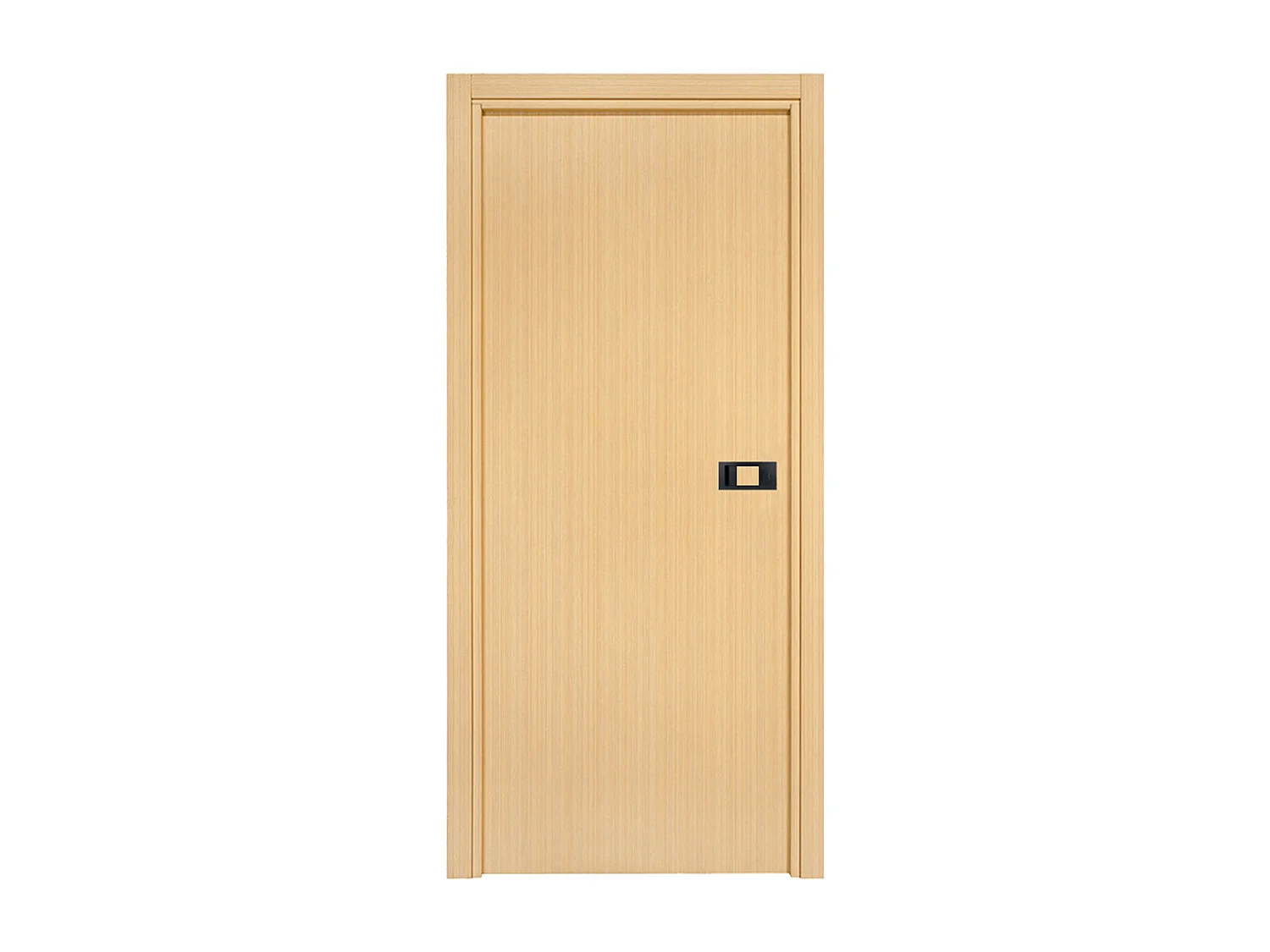 Bloc-porte pose fin de chantier collection Premium Miro avec poignée Exclusive noire, H.204 x l.73 cm, aspect chêne clair, réversible