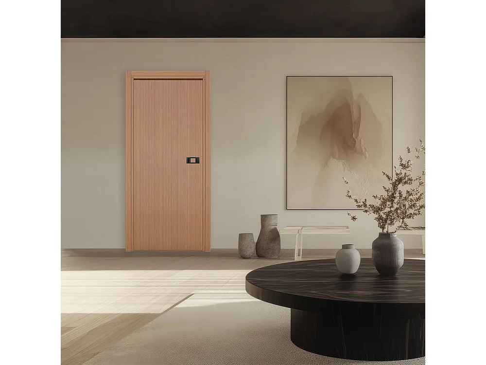 Bloc-porte pose fin de chantier collection Premium Miro avec poignée Exclusive noire, H.204 x l.83 cm, aspect chêne gris, réversible