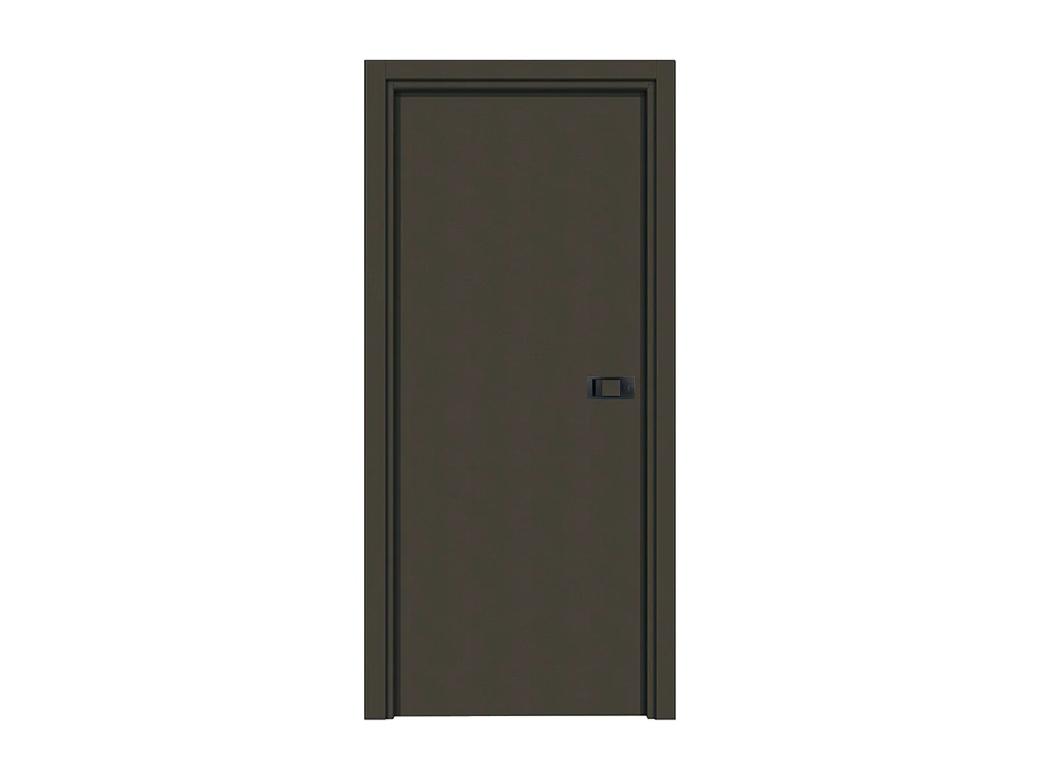 Bloc-porte pose fin de chantier collection Premium Miro avec poignée Exclusive noire, H.204 x l.63 cm, aspect cuir basalte, réversible