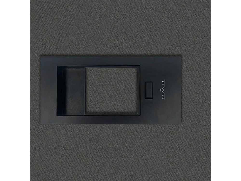 Bloc-porte pose fin de chantier collection Premium Miro avec poignée Exclusive noire, H.204 x l.63 cm, aspect cuir basalte, réversible