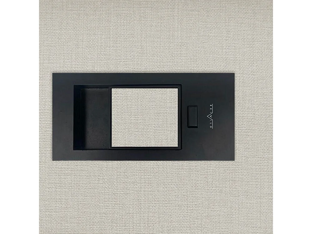 Bloc-porte pose fin de chantier collection Premium Miro avec poignée Exclusive noire, H.204 x l.73 cm, aspect textile opale, réversible