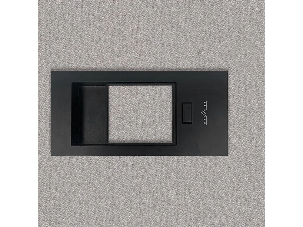 Bloc-porte pose fin de chantier collection Premium Miro avec poignée Exclusive noire, H.204 x l.63 cm, aspect cuir argile, réversible