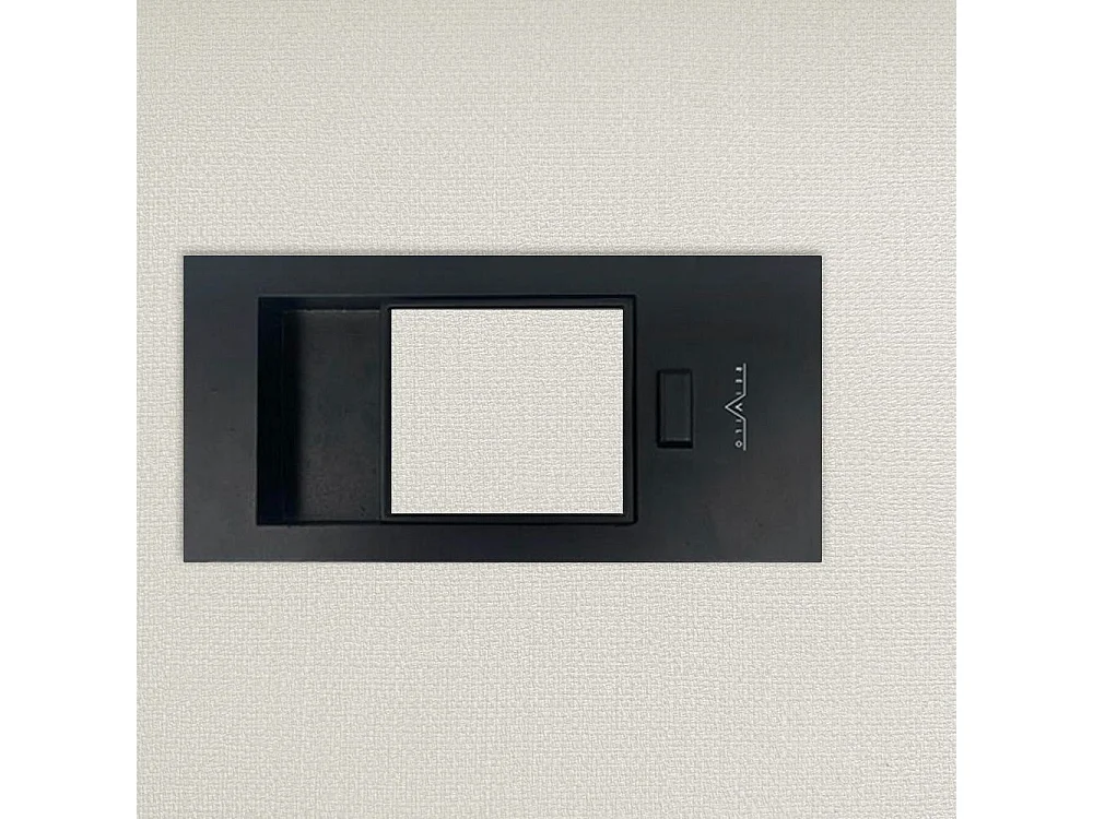 Bloc-porte pose fin de chantier collection Premium Miro avec poignée Exclusive noire, H.204 x l.63 cm, aspect textile perle, réversible