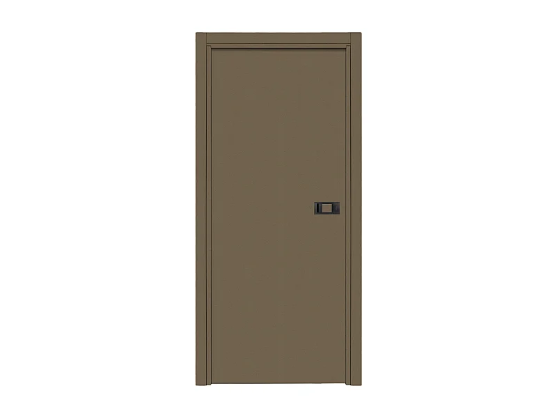 Bloc-porte pose fin de chantier collection Premium Miro avec poignée Exclusive noire, H.204 x l.73 cm, aspect cuir lichen, réversible