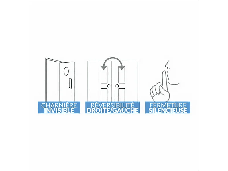 Bloc-porte pose fin de chantier collection Premium Miro avec poignée Exclusive noire, H.204 x l.93 cm, aspect cuir argile, réversible