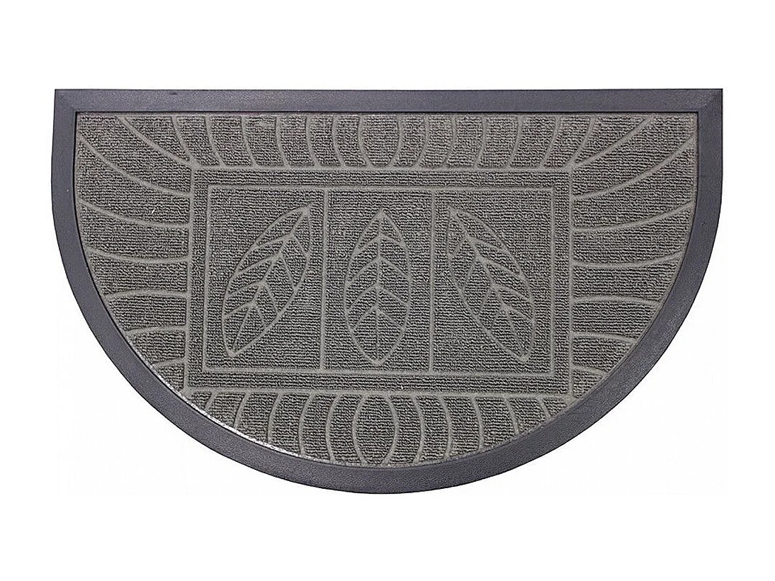Tapis d'Entrée Demi-Lune "Feuilles" 45x75cm Gris