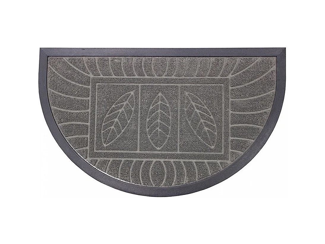 Tapis d'Entrée Demi-Lune "Feuilles" 45x75cm Gris