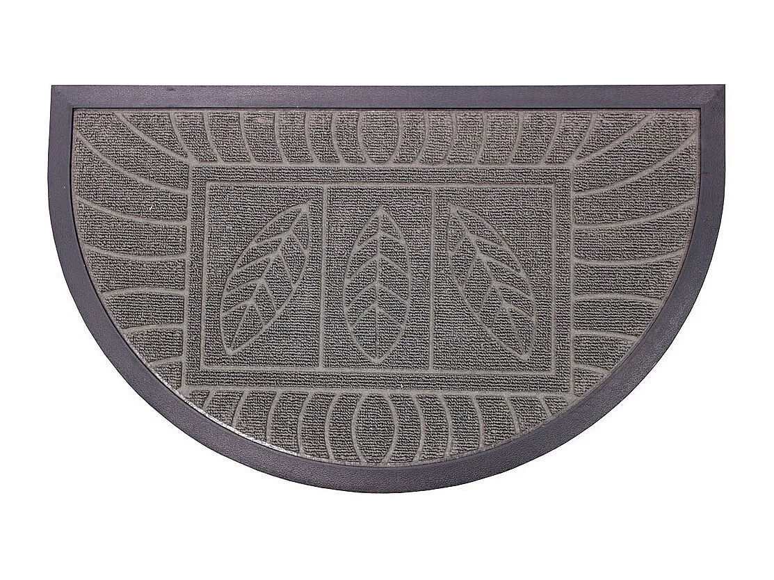 Tapis d'Entrée Demi-Lune "Feuilles" 45x75cm Gris