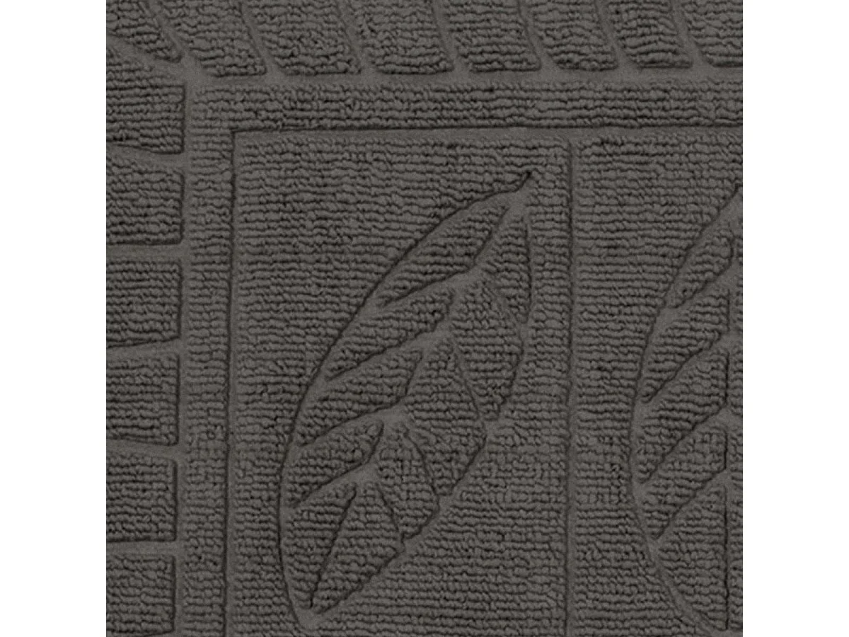 Tapis d'Entrée Demi-Lune "Feuilles" 45x75cm Gris