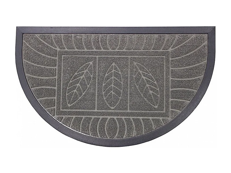 Tapis d'Entrée Demi-Lune "Feuilles" 45x75cm Gris