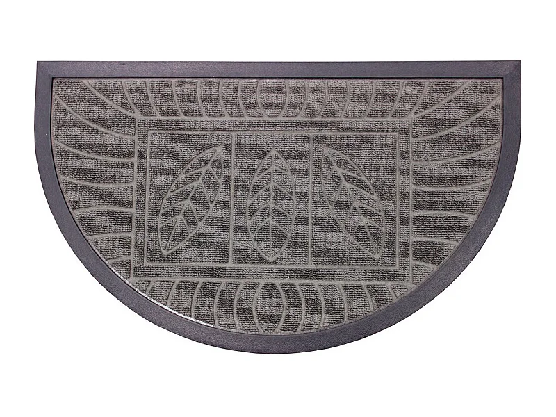 Tapis d'Entrée Demi-Lune "Feuilles" 45x75cm Gris