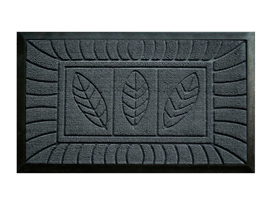 Tapis d'Entrée "Feuilles" 45x75cm Gris