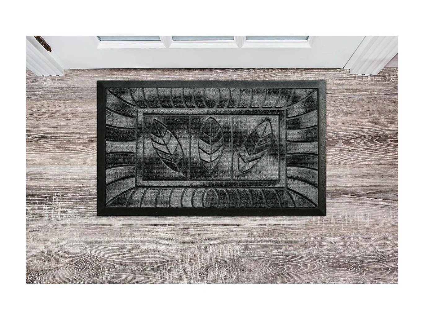 Tapis d'Entrée "Feuilles" 45x75cm Gris